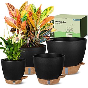 4-Pk 6"/8"/10"/12" Goproauto Self-Watering Pots w/ Deep Reservoir $16.20 