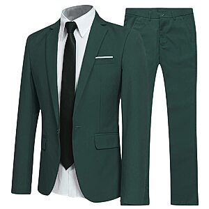 2-Piece YFFUSHI Men's One Button Casual Slim Fit Suit $35.99 + Free Shipping