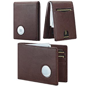 Furid RFID Blocking Leather Bifold Wallet With AirTag Holder