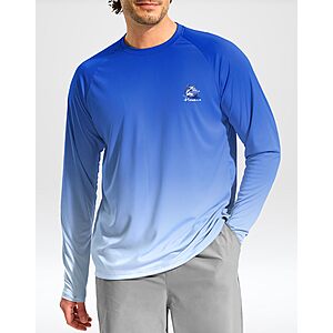 Men's Sun Protection Long Sleeve Fishing Swim Shirts