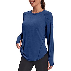 NIASHOT Women's Long Sleeve UPF 50+ Workout Tops (Various) $7 