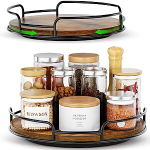 WOWBOX Wood Lazy Susan Turntable Organizer