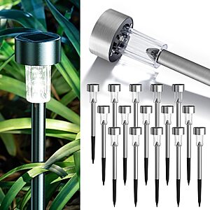 [Prime] 16-Pack GIGALUMI Solar LED Stainless Steel Outdoor Lights $11.49 + Free Shipping