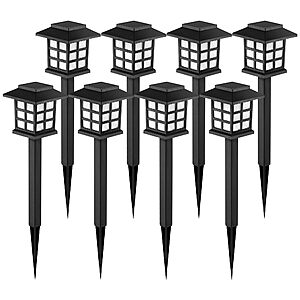 GIGALUMI Solar Outdoor Pathway Lights (Warm White): 12-Pk $13.20, 8-Pk