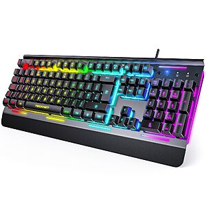 Tecknet RGB All-Metal Panel Silent Wired Gaming Keyboard w/ Wrist Rest $15.74 + Free Shipping w/ Prime or on $35+