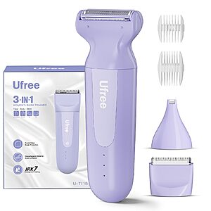 3-in-1 Ufree Women's IPX7 Waterproof Bikini Trimmer  $7.99 + Free Shipping w/ Prime or on $35+