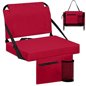 Besunbar Back Support Soft Cushion Stadium Seat w/ Zipper Pocket (Maroon) $20.40 & More