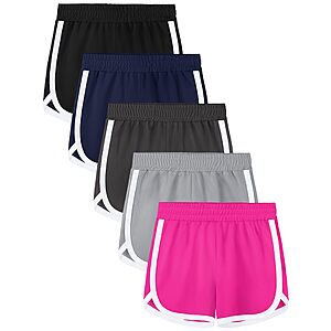 5-Pk Aikuco Girls Athletic Quick Dry Shorts (Various)