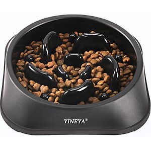 YINEYA Slow Feeder Dog Bowl (Black, Medium) $3.99 + Free Shipping w/ Prime or on $35+