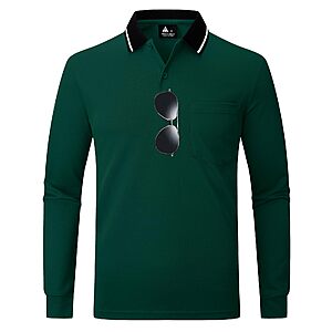 ZITY Men's Athletic Collared Long Sleeve Polo Golf T-Shirt w/ Pocket $9 