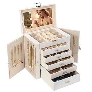 6-Layer BOOVO Large Jewelry Box (Pearl White) $24.99 + Free Shipping w/ Prime or on $35+