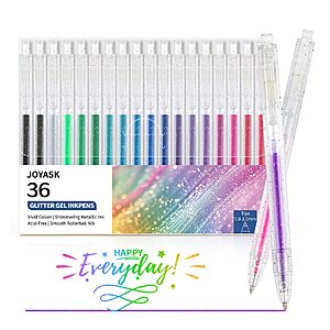 36-pk Joyask Vibrant Retractable Glitter Gel Pens