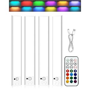 4-Pk Diomart Wireless Under Cabinet Lighting w/ Motion Sensor, RGB & Remote $22 + Free S&H