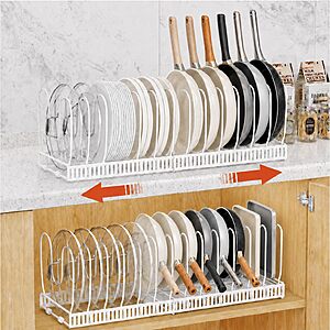 2-Pack TIVMIK 11.81''-22.85'' Expandable Pots and Pans Organizer Rack (White or Black) $21.99 + Free Shipping