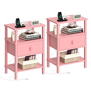 2-Pack 24" Lerliuo 3-Tier Storage End Table w/ Charging Station $24.99 + Free Shipping w/ Prime or on $35+
