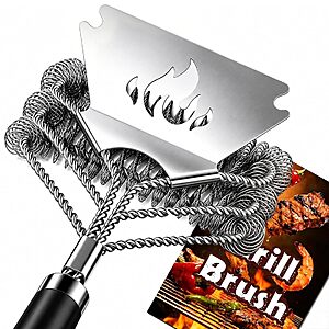 18" TNTOR stainless steel spiral Bristle Free BBQ Grill Brush w/ Scraper $7.65 