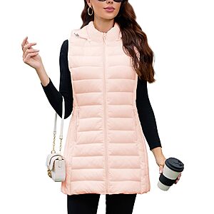 MODERN BUBBLE Women's Long Sleeveless Puffer Vest w/ Hood from $16.49 + Free Shipping w/ Prime or on $35+