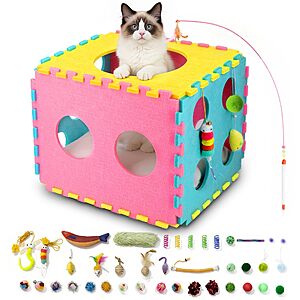 [Prime] 17" MOYMO Cat Dice House w/ Soft Pillow & 41-Pcs Interactive Toys $18.89 + Free Shipping