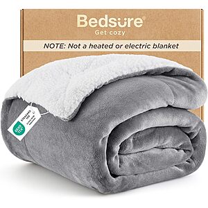 50"x60" Bedsure GentleSoft Reversible Sherpa Fleece Throw Blanket (Grey) $10.45 & More
