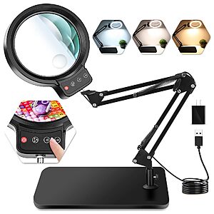 HQGZQL Hands-Free 30X 10X Large Magnifying Glass w/ LED Light $15.99 + Free Shipping w/ Prime or on $35+