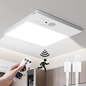 OUQI 7000mAh Rechargeable Motion Sensor LED Ceiling Light w/ Remote & 3-CCT Dimming $14.99 + Free Shipping w/ Prime or on $35+