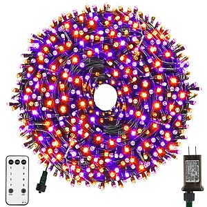 105' XTF2015 Orange & Purple Halloween String Lights w/ 300 LEDs & 8 Modes $11.40 