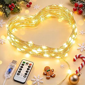 JMEXSUSS 100-Count 33' Orange & Purple Halloween Fairy Lights w/ Remote & Timer (USB) + Free Shipping w/ Prime or on +