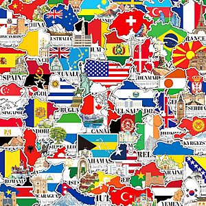 200-Count Rzaemuush World Country Flag Vinyl Stickers $3.99 + Free Shipping w/ Prime or on $35+