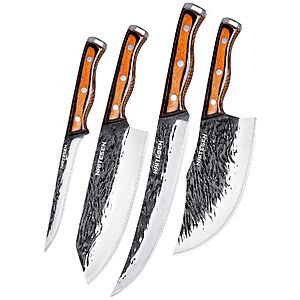 4-Piece Naitesen Hand Forged Butcher Knife Set $23.53 + Free Shipping w/ Prime or on $35+