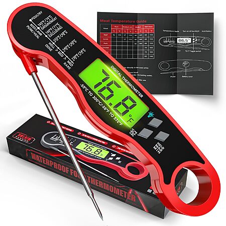 Awlkim Waterproof Magnetic Digital Meat Thermometer w/ Backlight (Red or Orange) from $3.74 + Free Shipping w/ Prime or on $35+