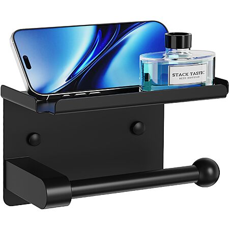 65% Off Black Toilet Paper Holder with Shelf!