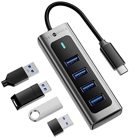 SETMSPACE USB-C Hub w/ 4 USB-A 3.0 Ports & 5.9" Cable $3.41 + Free Shipping w/ Prime or on $35+