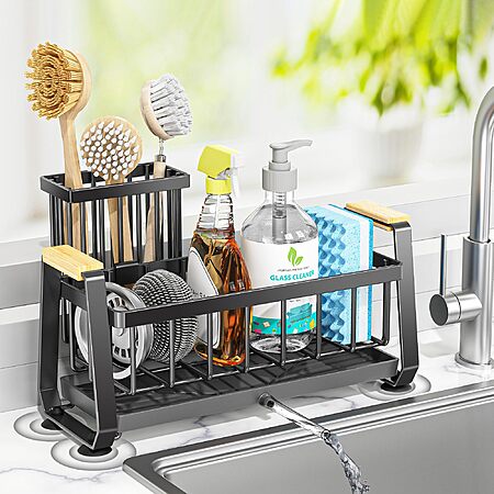 Doasuwish Stainless Steel Sink Caddy for Kitchen Countertop Accessories & Storage (Black or White) $9.99 + Free Shipping w/ Prime or on $35+