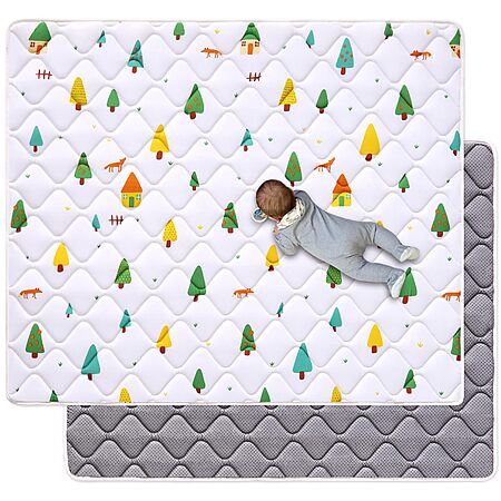 50" x 50" Vividvibebearpas Odorless Premium Foam Baby Play Mat (Forest Party) $9.99 + Free Shipping w/ Prime or on $35+