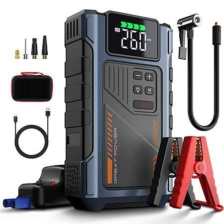 Geeneu 2-In-1 4500A Portable 12V Jump Starter & Air Compressor (Blue+Black) $36 + Free Shipping