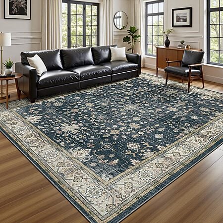 8' x 10' Lessymo Boho Distressed Floral Farmhouse Decor Area Rug (Black Brown) $39.99 + Free Shipping
