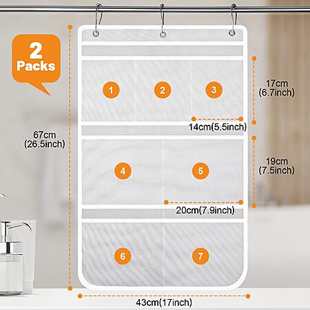 2-Pack Dntorx Mesh Shower Hanging 7 Pocket Caddy w/ Metal Loop $5.39 + Free Shipping w/ Prime or on $35+