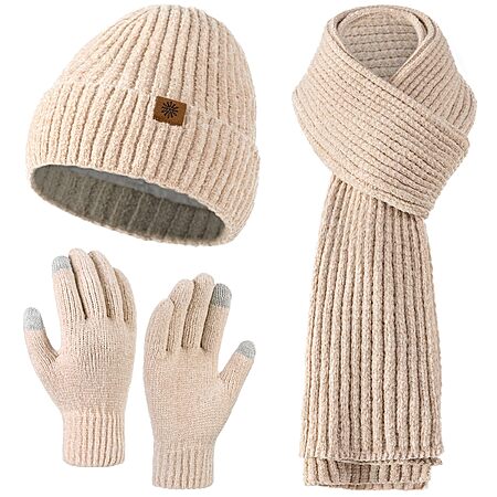 Clothirily Women's 3 in 1 Winter Beanie Hat Scarf Gloves Set (Various) $9.99 + Free Shipping w/ Prime or on $35+