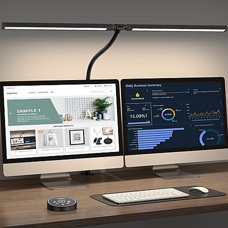 Pzloz Dual Screen Computer Monitor Gooseneck Smart Led Desk Lamp $23.26 + Free Shipping w/ Prime or on $35+