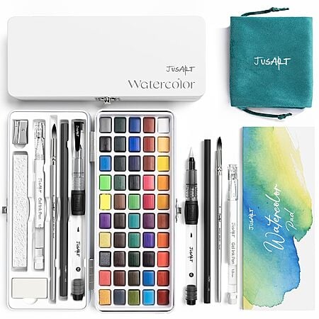 50-Color JusArt Watercolor Paint Set $14.99 + Free Shipping w/ Prime or on $35+