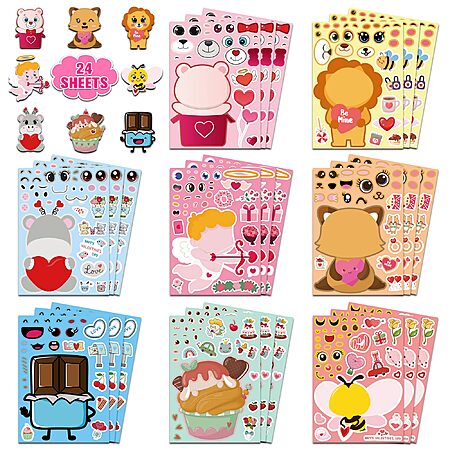 24-Sheets HSHFAMIIY Kids Valentines Stickers  $3.98 + Free Shipping w/ Prime or on $35+