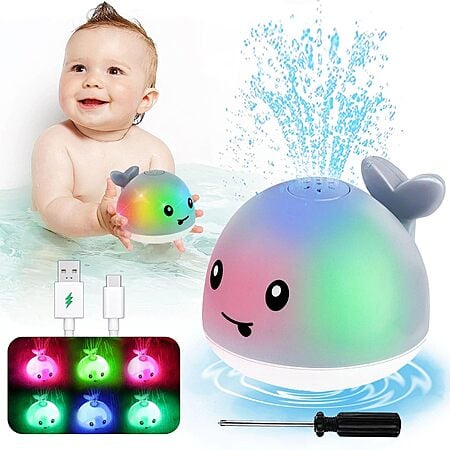 PARHILYAR Light Up Whale Sprinkler Bathtub Pool Toy $7.83 + Free Shipping w/ Prime or on $35+