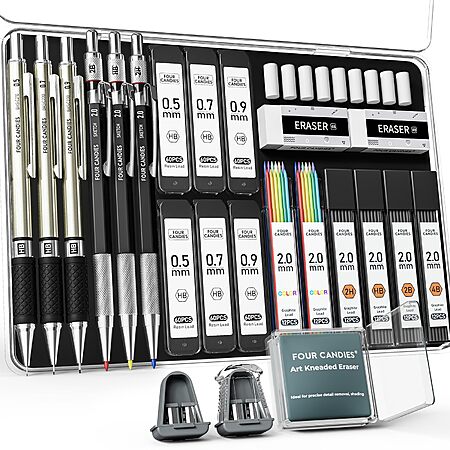 25-Piece Four Candies Mechanical Art Pencil Set w/ Case $11.29 w/ S&S + Free Shipping w/ Prime or on $35+