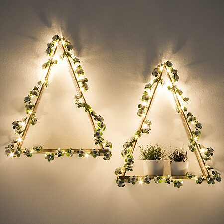 2-Pack Wall Hanging Shelves w/ Artificial White Flower Garland LED-Strip $9.99 + Free Shipping w/ Prime or on $35+
