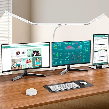 Pzloz Double Head LED Desk Lamp w/ Remote Control (White) $34.98 + Free Shipping w/ Prime or on $35+