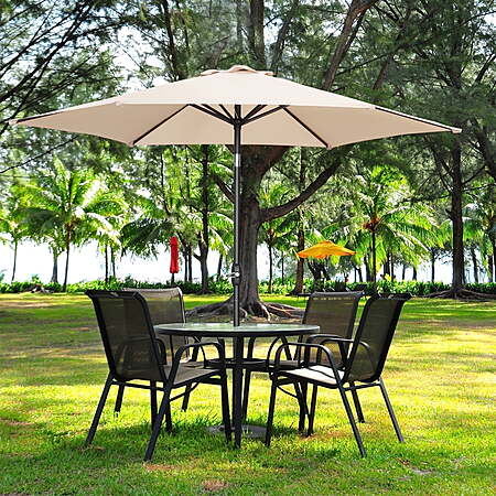 9-Ft Ainfox Waterproof UV Sunshade Canopy Patio Umbrella w/ Push Button Tilt and Crank (Khaki) $29.99 & More + Free S&H w/ Walmart+ or on $35+