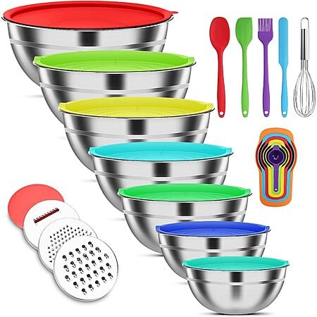 7-Piece ENVTEK Mixing Bowls Set w/ Lids & Accessories (Multicolor) $20.99 + Free Shipping w/ Prime or on $35+