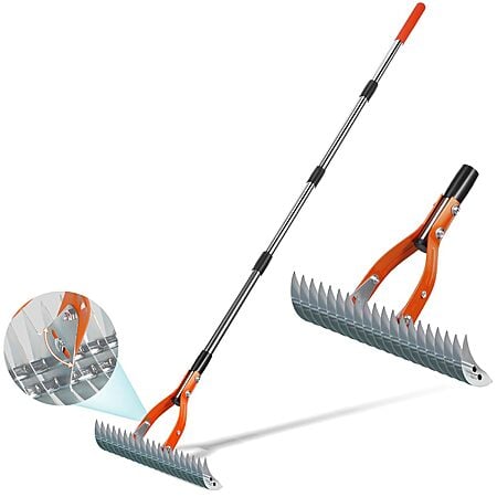 Yofidra 15" Heavy Duty Metal Dethatcher Rake w/ 70’’ Adjustable Manual Thatcher (Orange) $17.92 + Free Shipping w/ Prime or on $35+