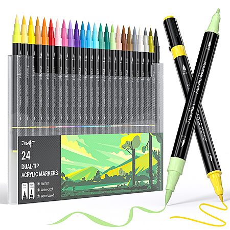 24-Count JusArt Dual Tip Acrylic Paint Pens Markers (Various) $6.99 + Free Shipping w/ Prime or on $35+