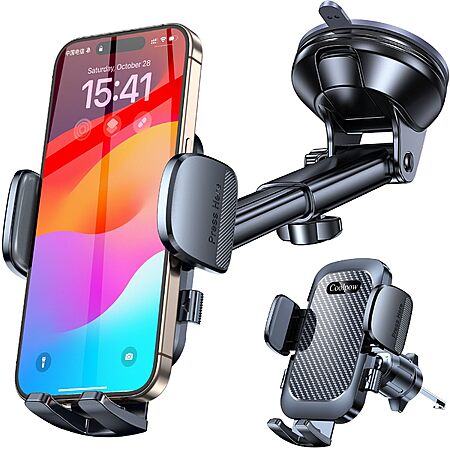Coolpow 360° Car Phone Holder Suction Cup Mount (Window + Vent +Dash) $6.99 + Free Shipping w/ Prime or on $35+